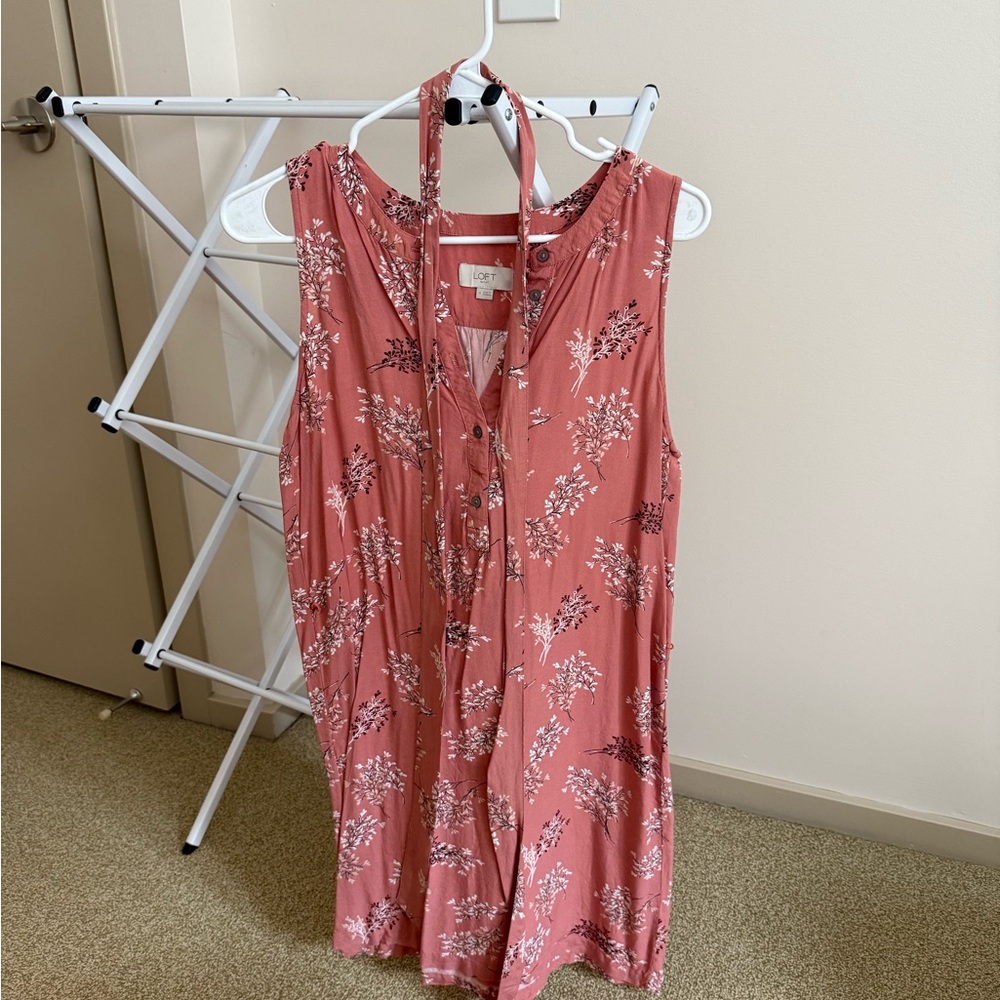 LOFT Floral Pink Sleeveless Dress